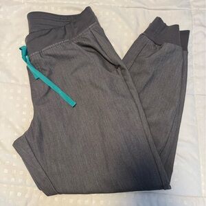 Figs Gray Pants with Teal Accents M/P